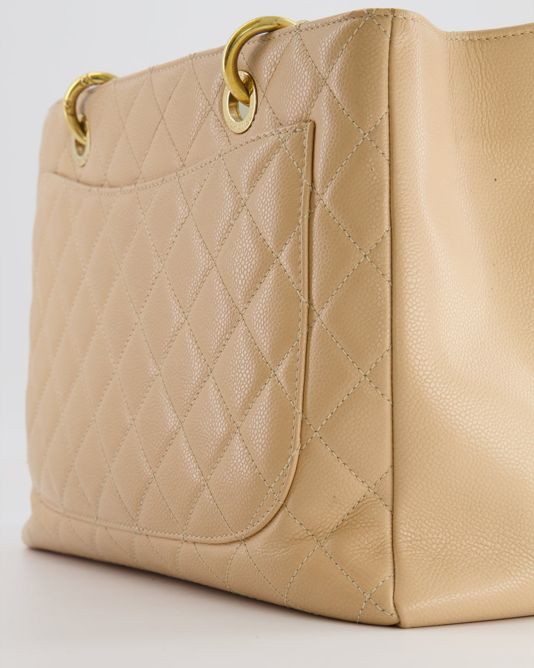Top Quality Chanel Beige Grand Shopper Tote GST Bag in Caviar Leather with Gold Hardware