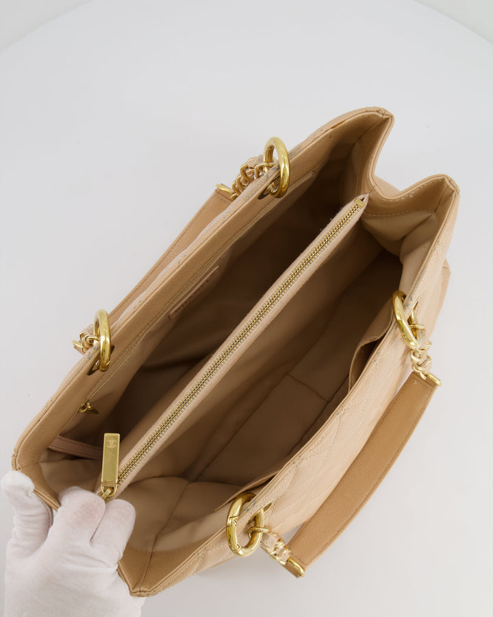 Top Quality Chanel Beige Grand Shopper Tote GST Bag in Caviar Leather with Gold Hardware