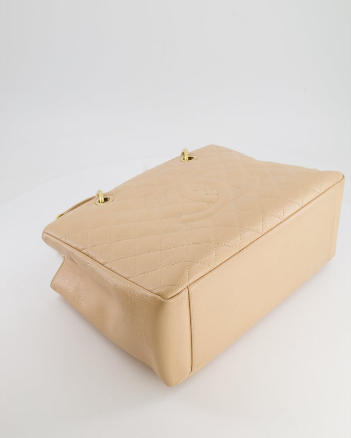 Top Quality Chanel Beige Grand Shopper Tote GST Bag in Caviar Leather with Gold Hardware