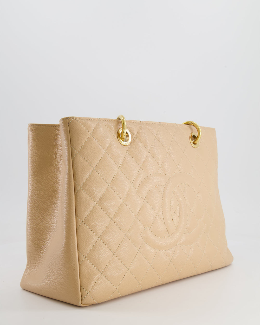 Top Quality Chanel Beige Grand Shopper Tote GST Bag in Caviar Leather with Gold Hardware