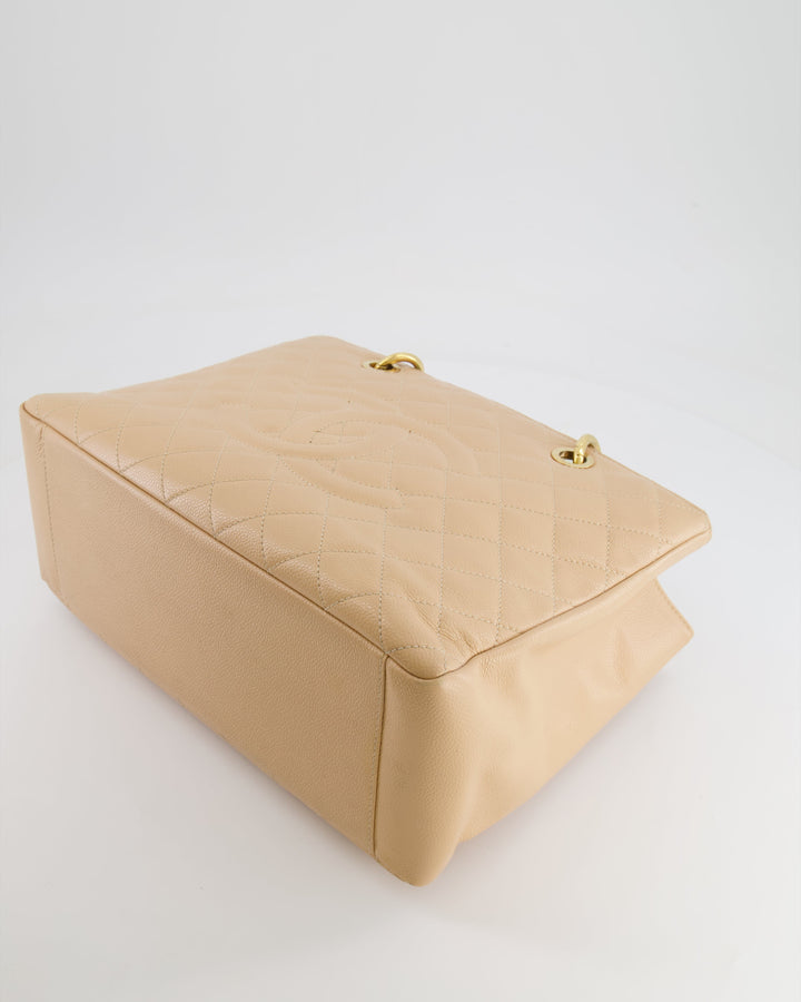 Top Quality Chanel Beige Grand Shopper Tote GST Bag in Caviar Leather with Gold Hardware