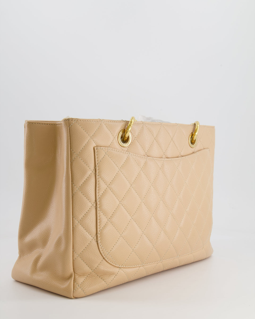 Top Quality Chanel Beige Grand Shopper Tote GST Bag in Caviar Leather with Gold Hardware
