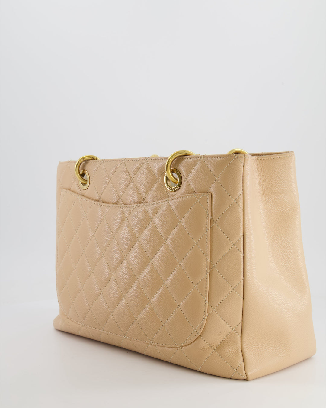 Top Quality Chanel Beige Grand Shopper Tote GST Bag in Caviar Leather with Gold Hardware