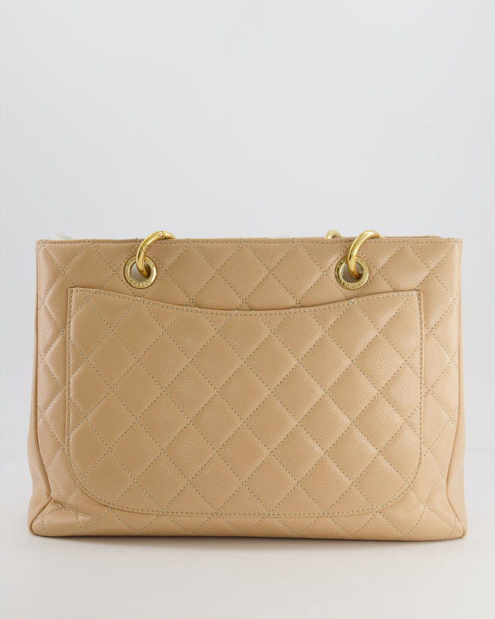 Top Quality Chanel Beige Grand Shopper Tote GST Bag in Caviar Leather with Gold Hardware