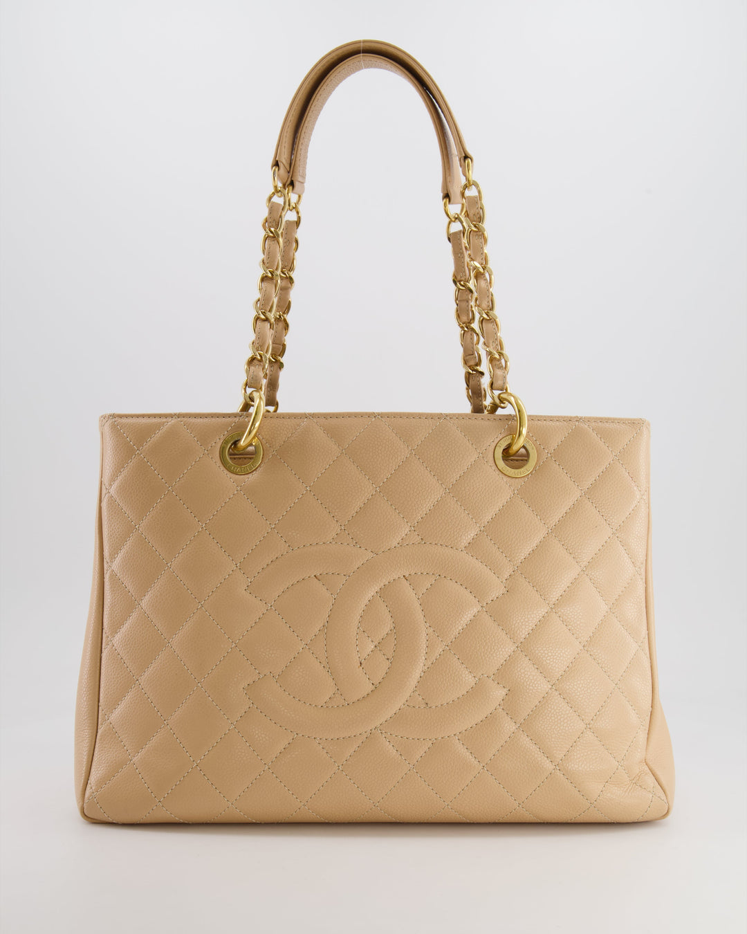 Top Quality Chanel Beige Grand Shopper Tote GST Bag in Caviar Leather with Gold Hardware