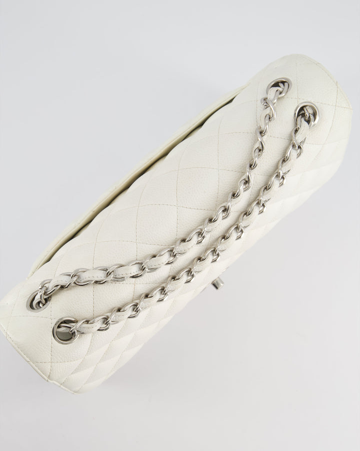 Top Quality Chanel White Jumbo Classic Double Flap Bag in Caviar Leather with Silver Hardware