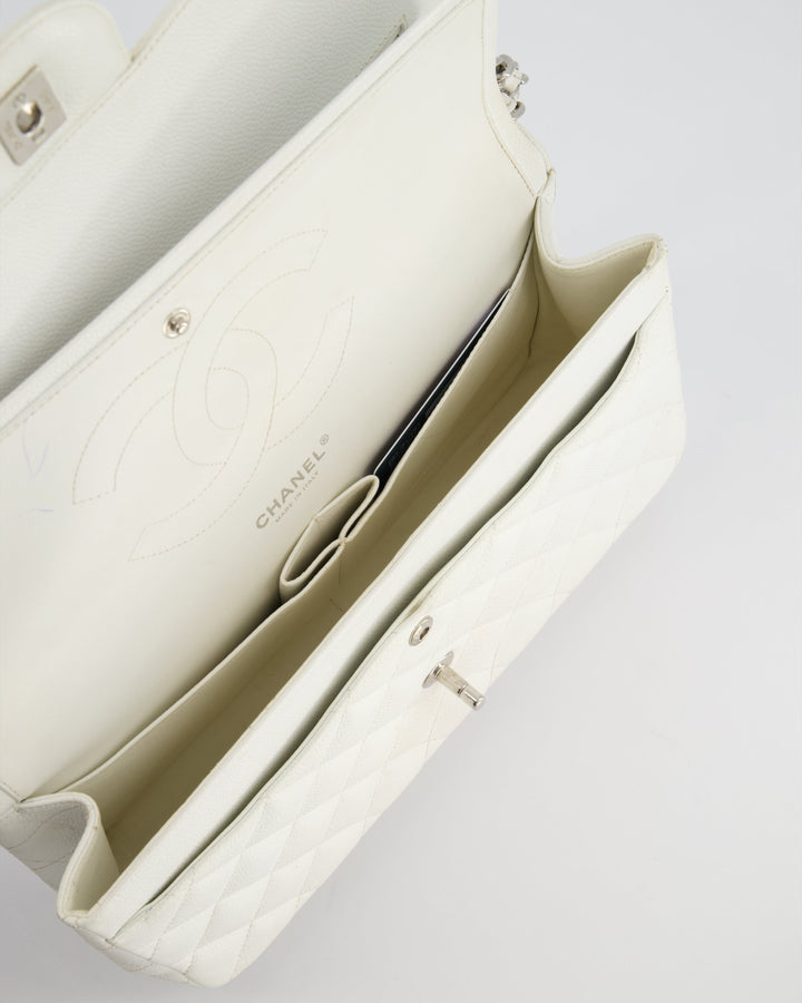 Top Quality Chanel White Jumbo Classic Double Flap Bag in Caviar Leather with Silver Hardware