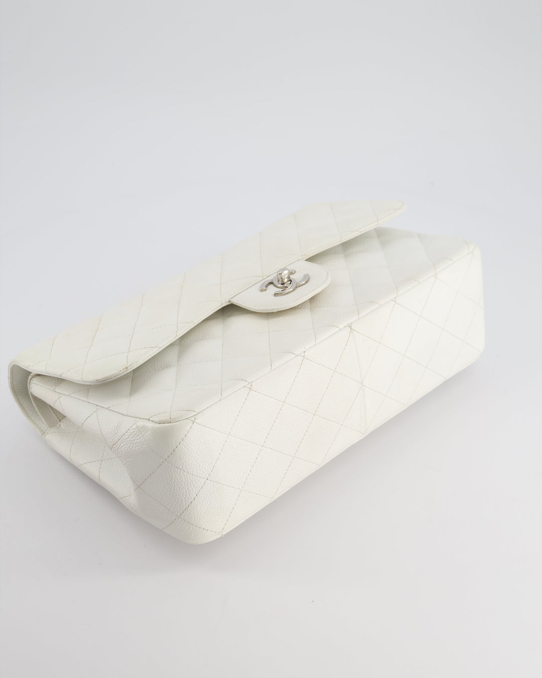 Top Quality Chanel White Jumbo Classic Double Flap Bag in Caviar Leather with Silver Hardware