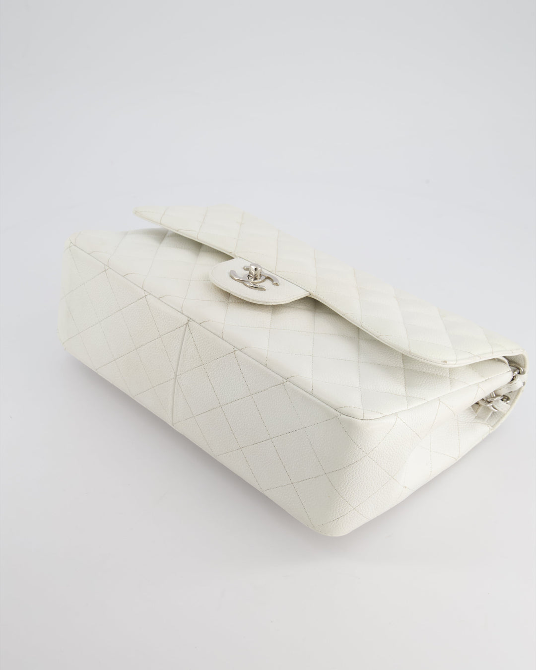 Top Quality Chanel White Jumbo Classic Double Flap Bag in Caviar Leather with Silver Hardware