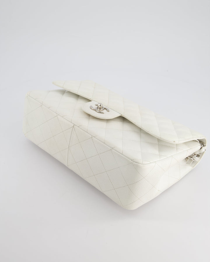 Top Quality Chanel White Jumbo Classic Double Flap Bag in Caviar Leather with Silver Hardware