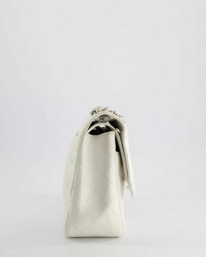 Top Quality Chanel White Jumbo Classic Double Flap Bag in Caviar Leather with Silver Hardware