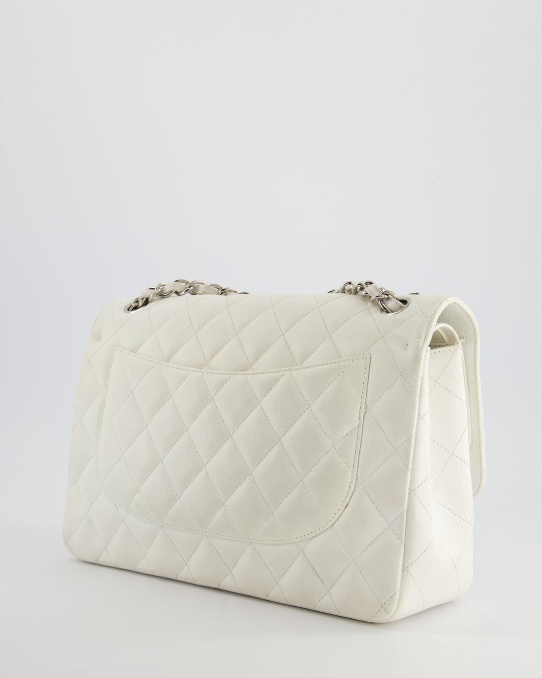 Top Quality Chanel White Jumbo Classic Double Flap Bag in Caviar Leather with Silver Hardware