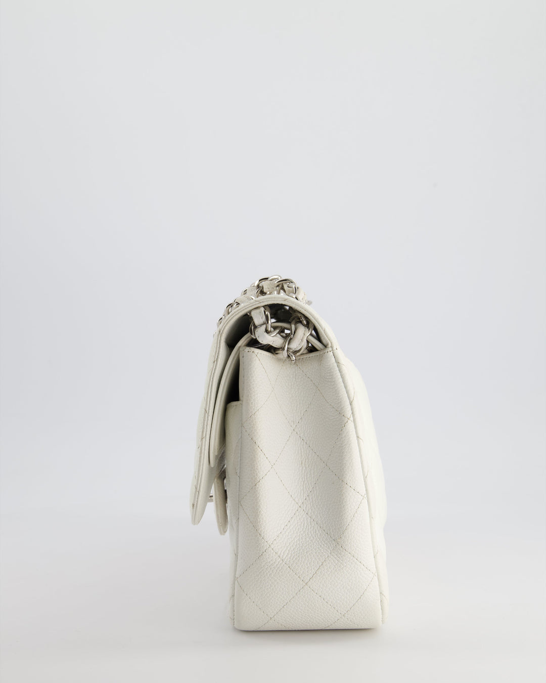 Top Quality Chanel White Jumbo Classic Double Flap Bag in Caviar Leather with Silver Hardware