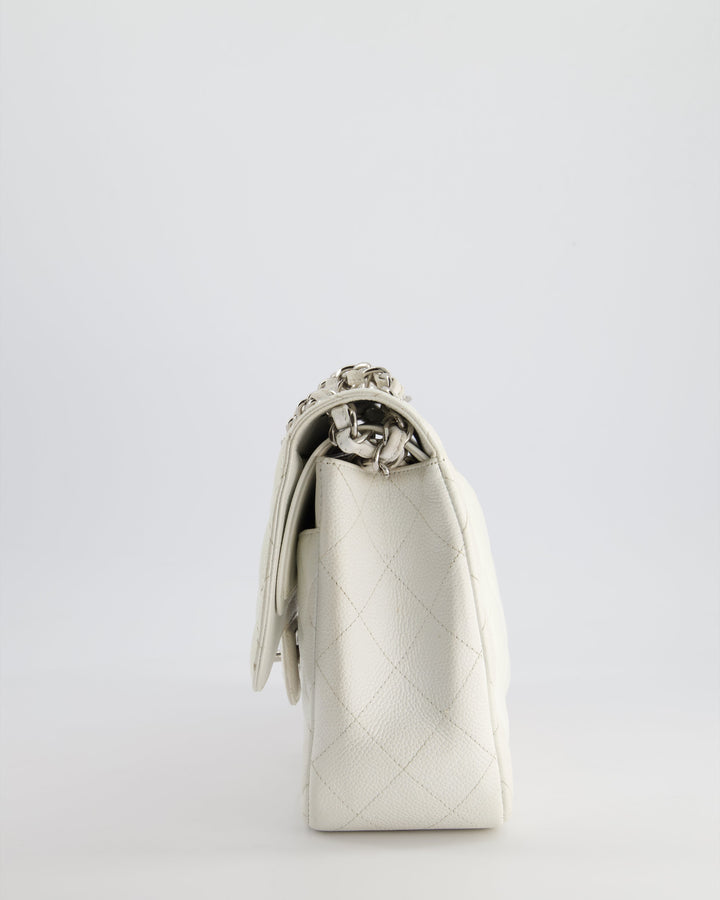 Top Quality Chanel White Jumbo Classic Double Flap Bag in Caviar Leather with Silver Hardware