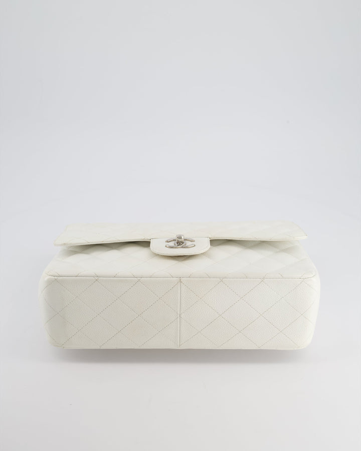 Top Quality Chanel White Jumbo Classic Double Flap Bag in Caviar Leather with Silver Hardware