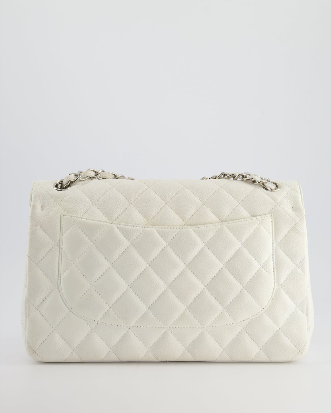 Top Quality Chanel White Jumbo Classic Double Flap Bag in Caviar Leather with Silver Hardware