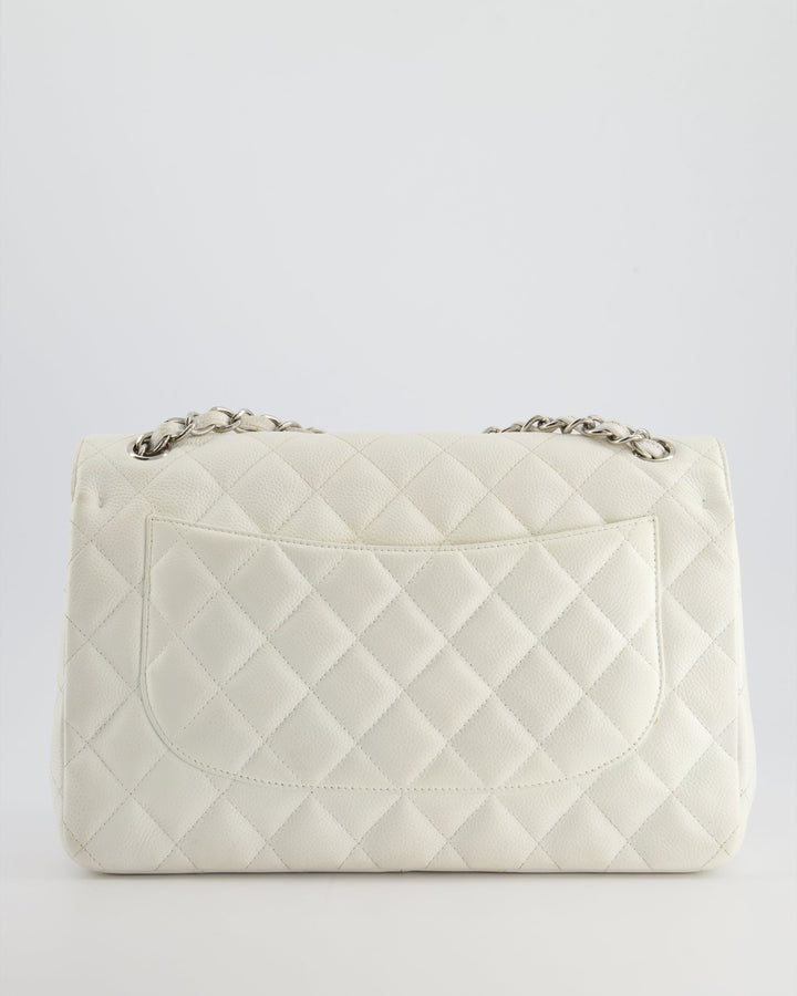 Top Quality Chanel White Jumbo Classic Double Flap Bag in Caviar Leather with Silver Hardware