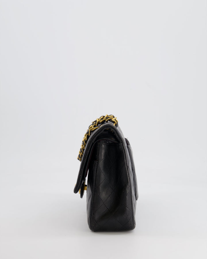 *FIRE PRICE* Chanel Vintage Black Medium Classic Double Flap Bag in Lambskin Leather with 24K Gold Hardware