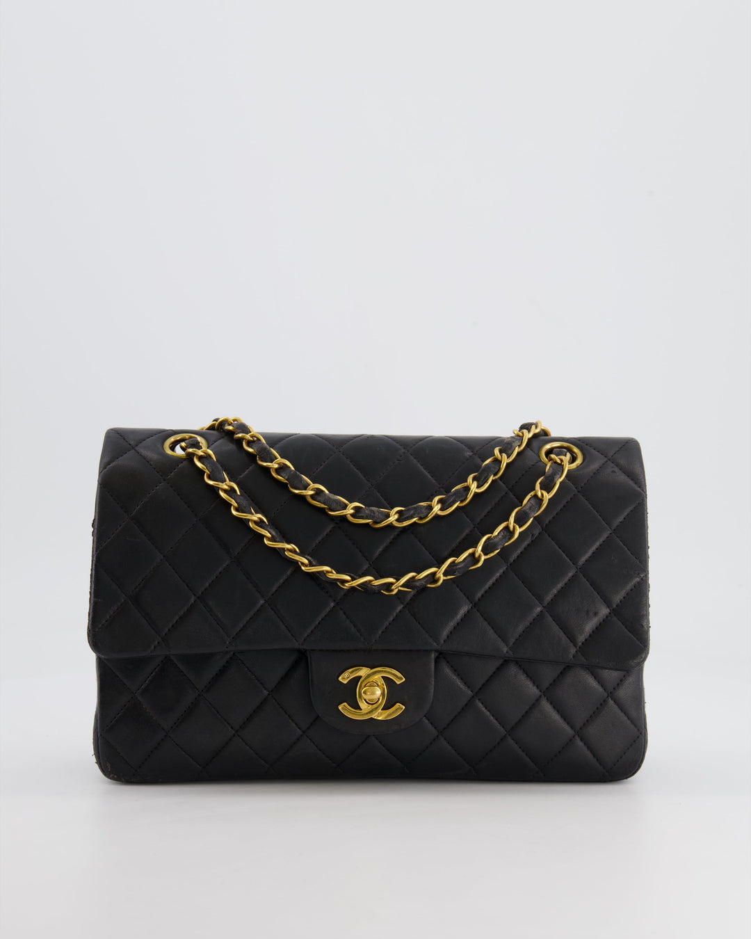 *FIRE PRICE* Top Quality Chanel Vintage Black Medium Classic Double Flap Bag in Lambskin Leather with 24K Gold Hardware