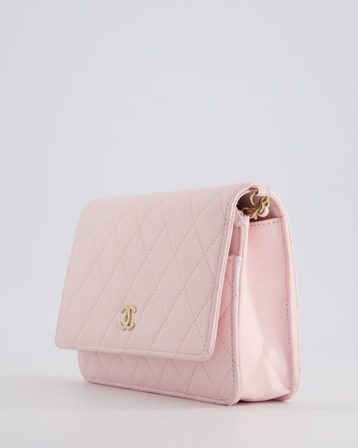 *HOT* Top Quality Chanel Baby Pink Wallet on Chain in Lambskin Leather with Pearl Strap