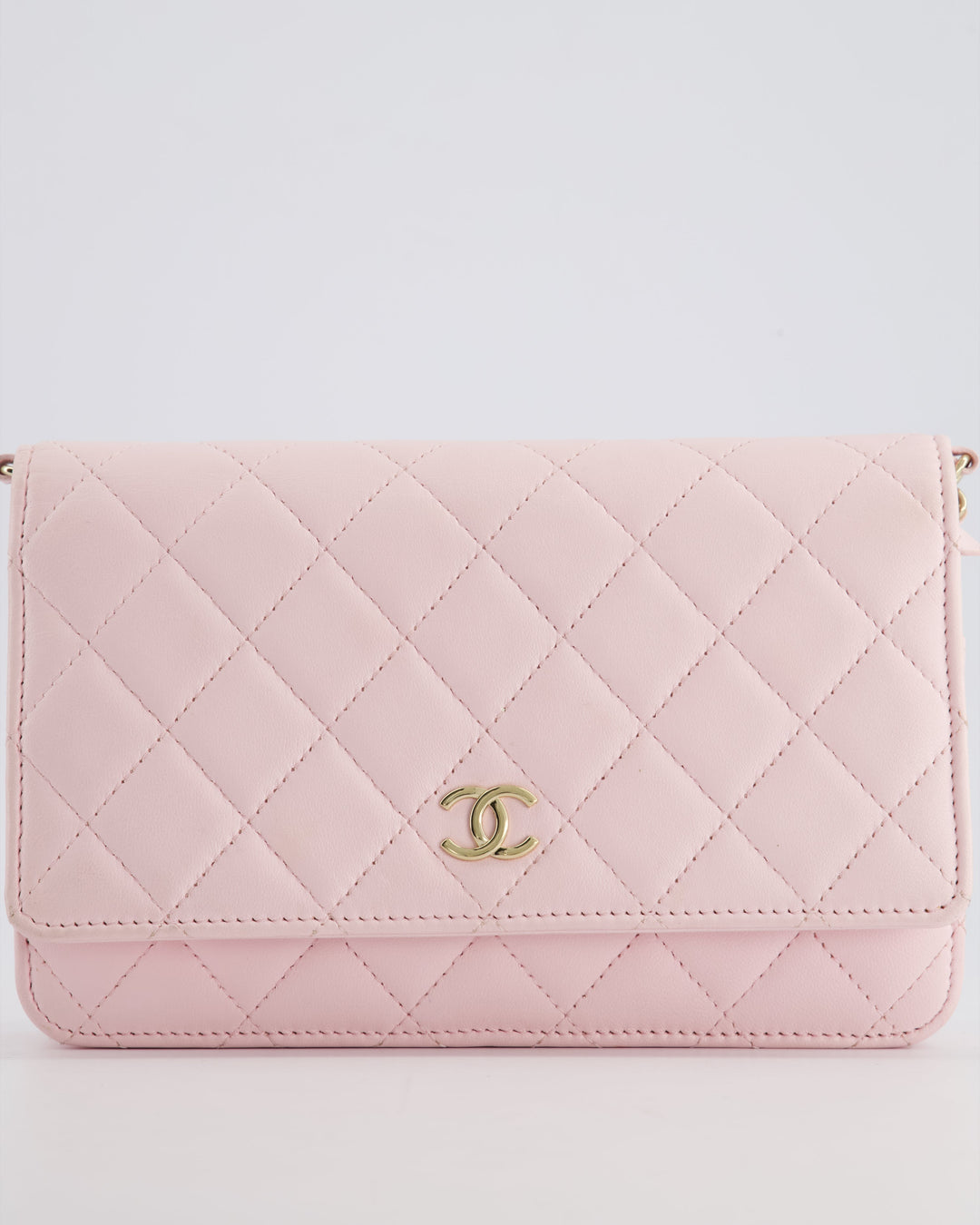 *HOT* Chanel Baby Pink Wallet on Chain in Lambskin Leather with Pearl Strap