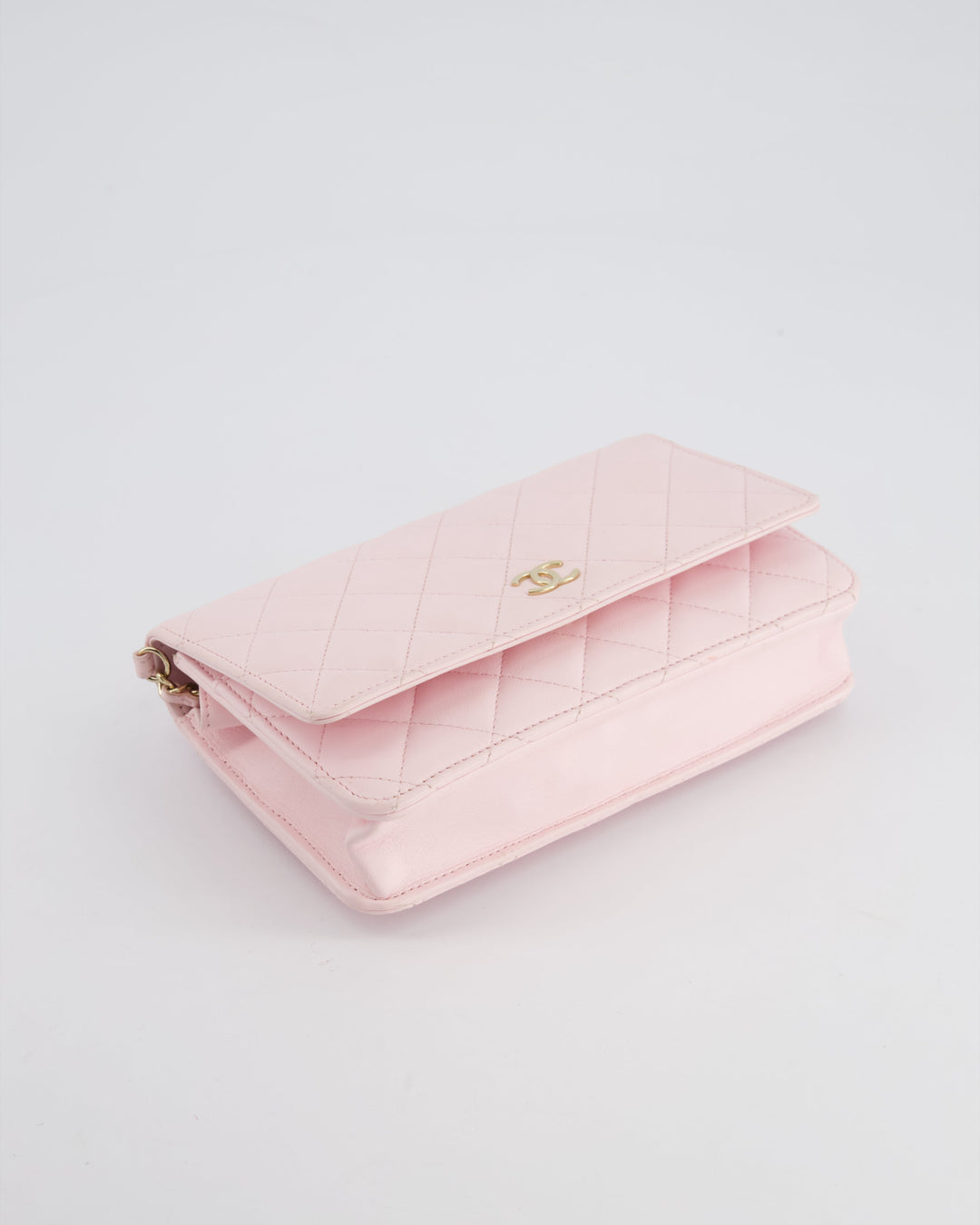 *HOT* Top Quality Chanel Baby Pink Wallet on Chain in Lambskin Leather with Pearl Strap