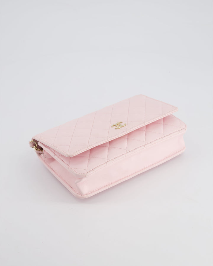 *HOT* Top Quality Chanel Baby Pink Wallet on Chain in Lambskin Leather with Pearl Strap