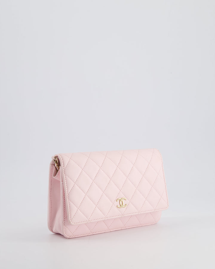 *HOT* Top Quality Chanel Baby Pink Wallet on Chain in Lambskin Leather with Pearl Strap