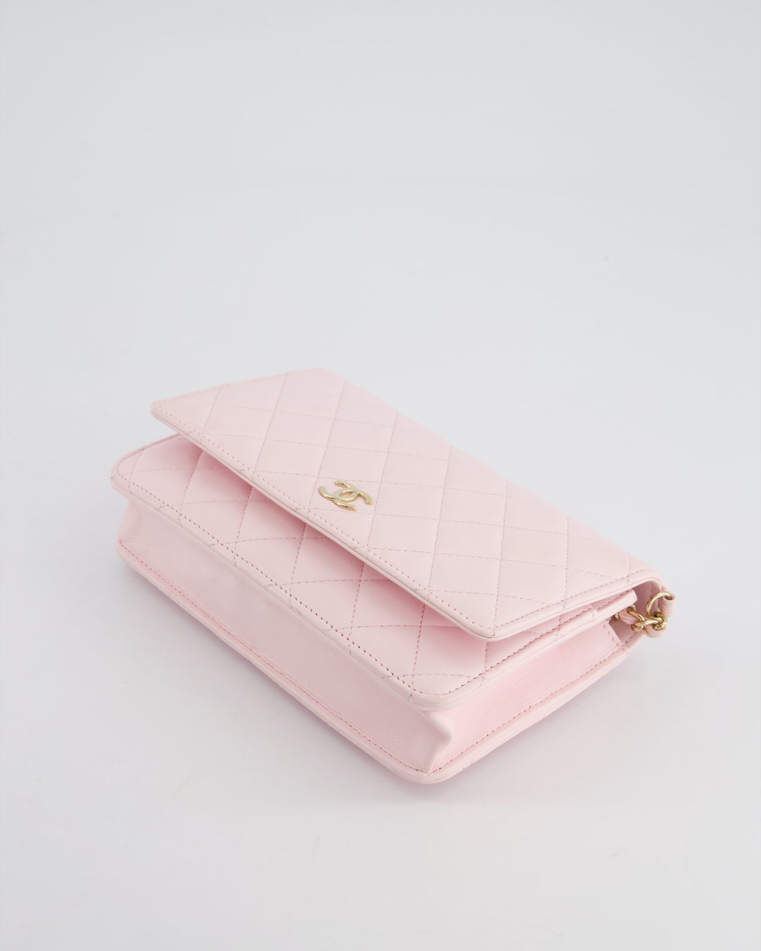 *HOT* Top Quality Chanel Baby Pink Wallet on Chain in Lambskin Leather with Pearl Strap