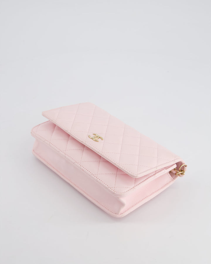 *HOT* Top Quality Chanel Baby Pink Wallet on Chain in Lambskin Leather with Pearl Strap