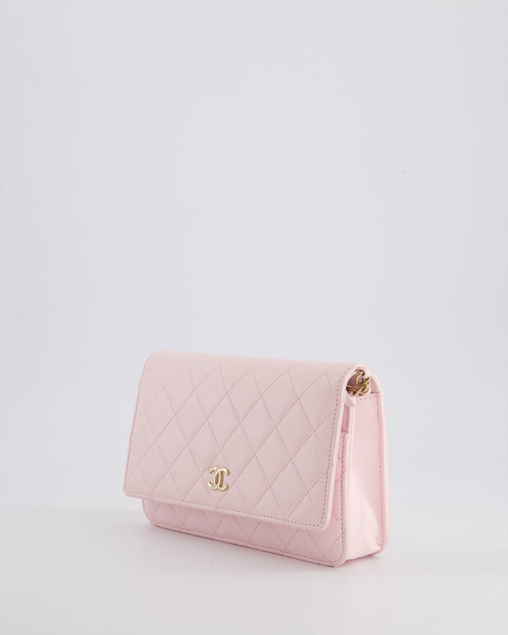 *HOT* Top Quality Chanel Baby Pink Wallet on Chain in Lambskin Leather with Pearl Strap