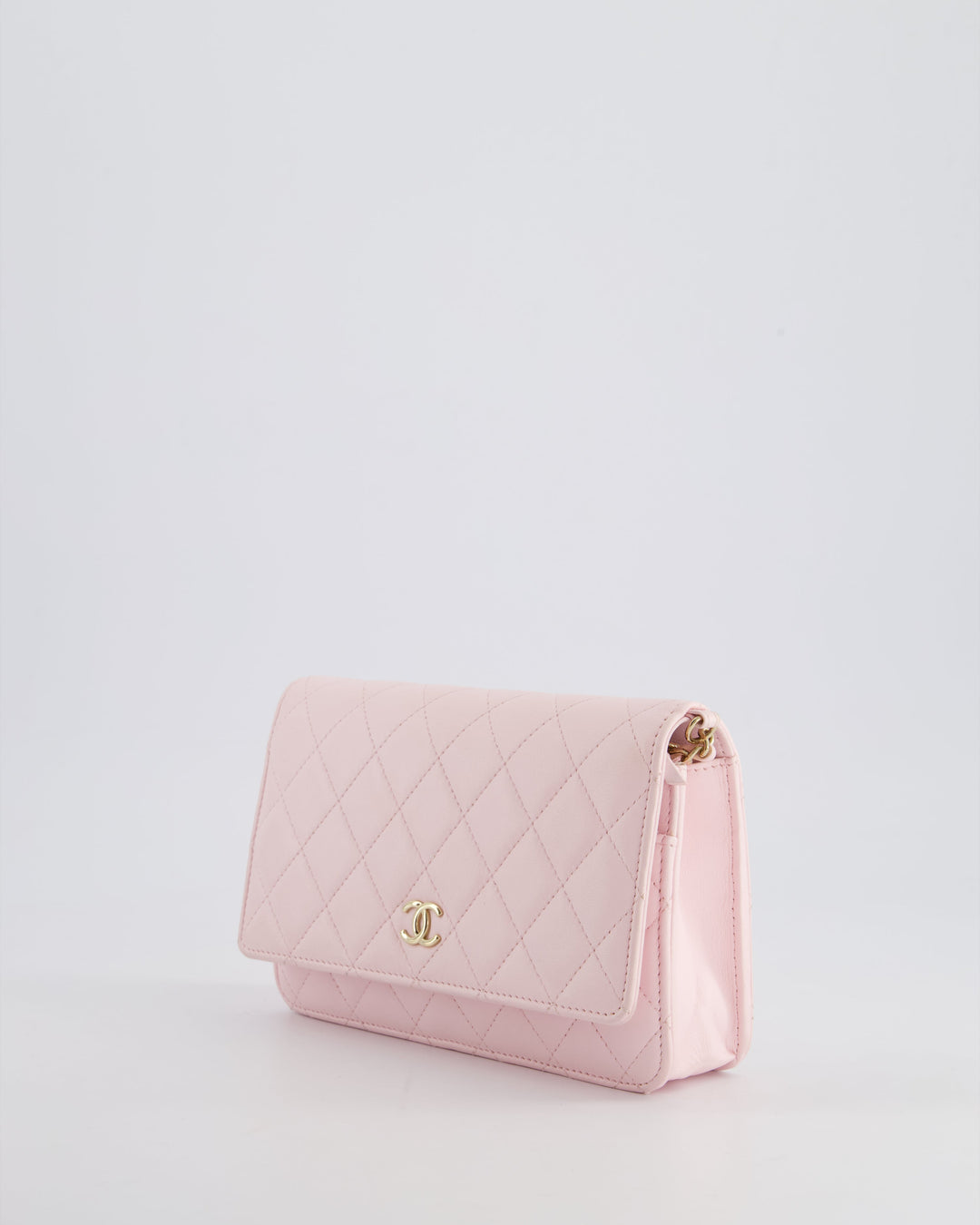 *HOT* Chanel Baby Pink Wallet on Chain in Lambskin Leather with Pearl Strap