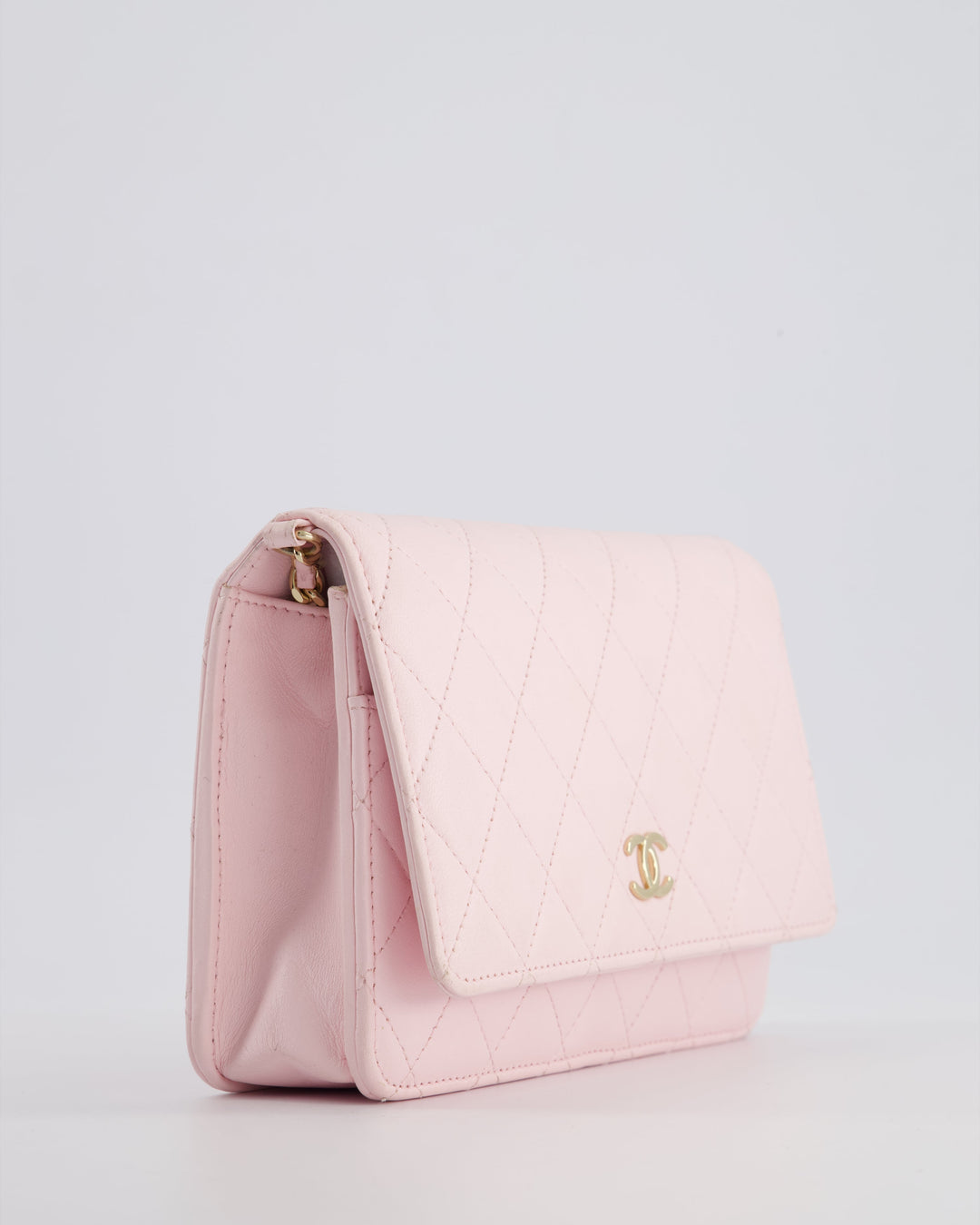 *HOT* Top Quality Chanel Baby Pink Wallet on Chain in Lambskin Leather with Pearl Strap