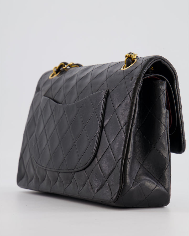 Top Quality Chanel Vintage Black Medium Classic Double Flap Bag in Lambskin Leather with 24K Gold Hardware