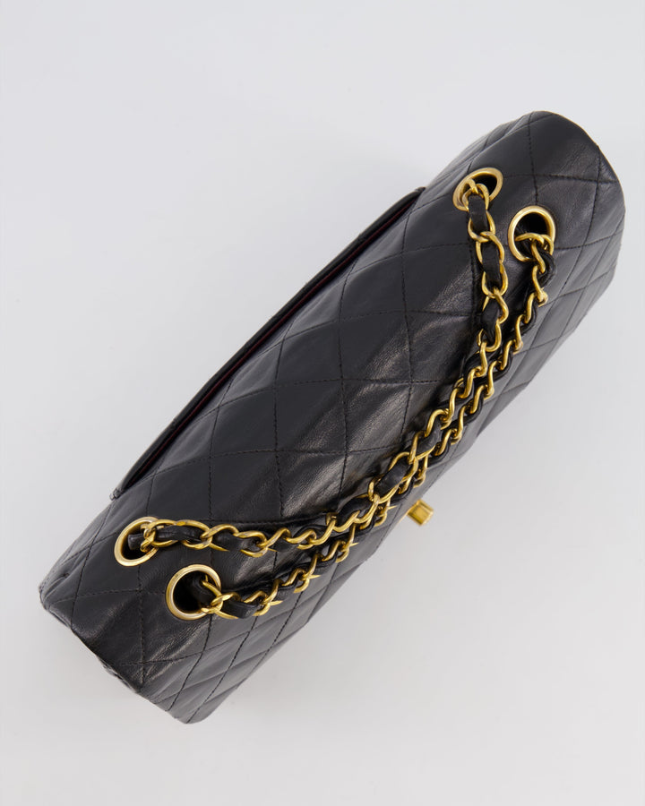 Top Quality Chanel Vintage Black Medium Classic Double Flap Bag in Lambskin Leather with 24K Gold Hardware