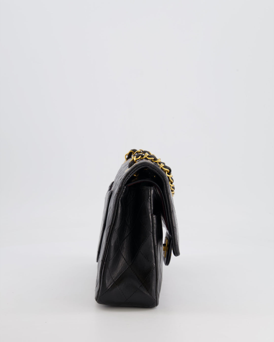 Top Quality Chanel Vintage Black Medium Classic Double Flap Bag in Lambskin Leather with 24K Gold Hardware