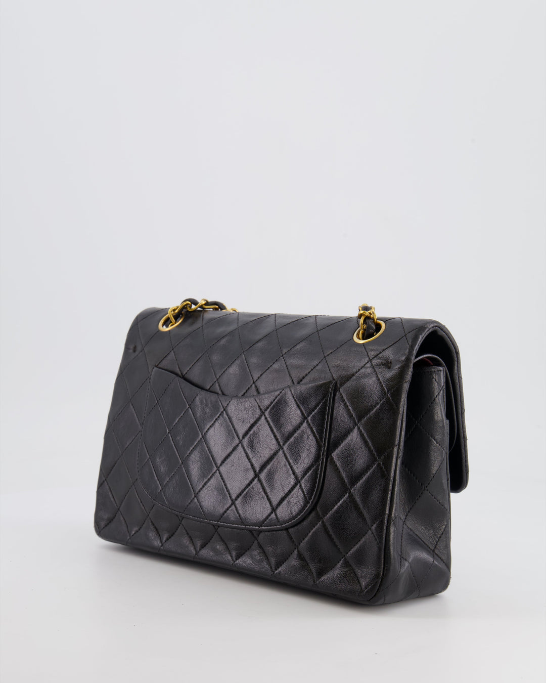 Top Quality Chanel Vintage Black Medium Classic Double Flap Bag in Lambskin Leather with 24K Gold Hardware