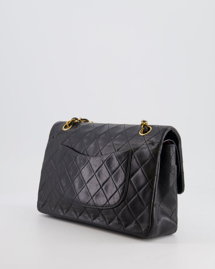 Top Quality Chanel Vintage Black Medium Classic Double Flap Bag in Lambskin Leather with 24K Gold Hardware