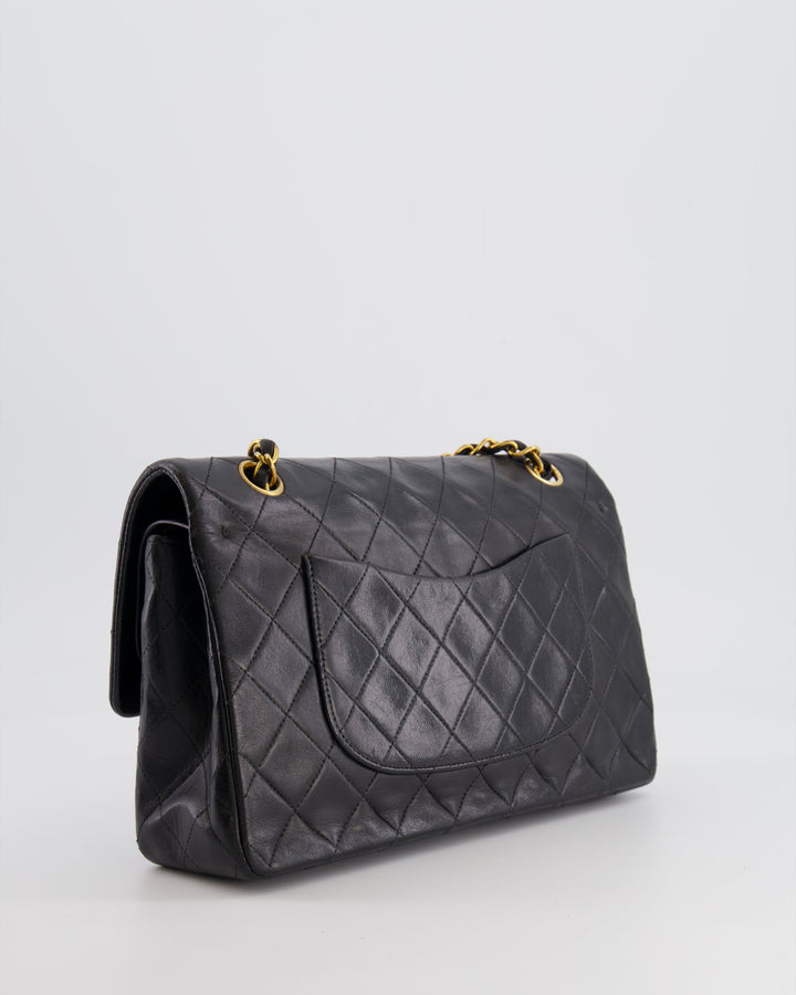 Top Quality Chanel Vintage Black Medium Classic Double Flap Bag in Lambskin Leather with 24K Gold Hardware