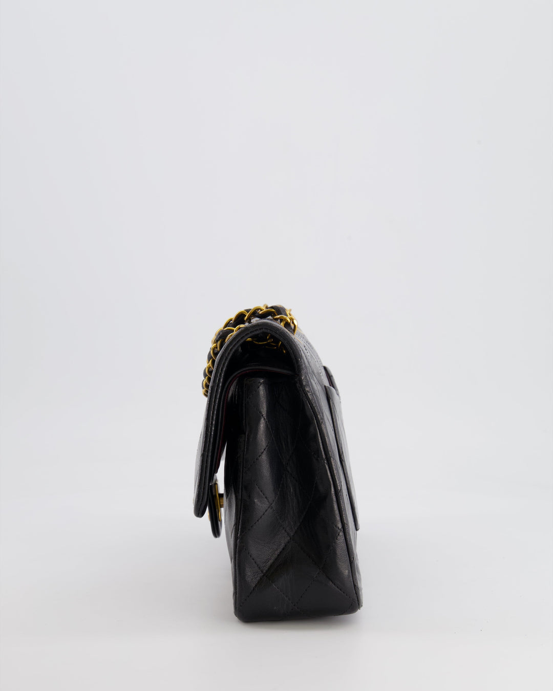 Top Quality Chanel Vintage Black Medium Classic Double Flap Bag in Lambskin Leather with 24K Gold Hardware