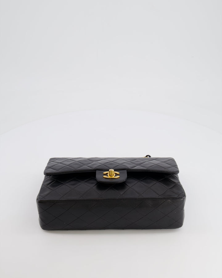 Top Quality Chanel Vintage Black Medium Classic Double Flap Bag in Lambskin Leather with 24K Gold Hardware