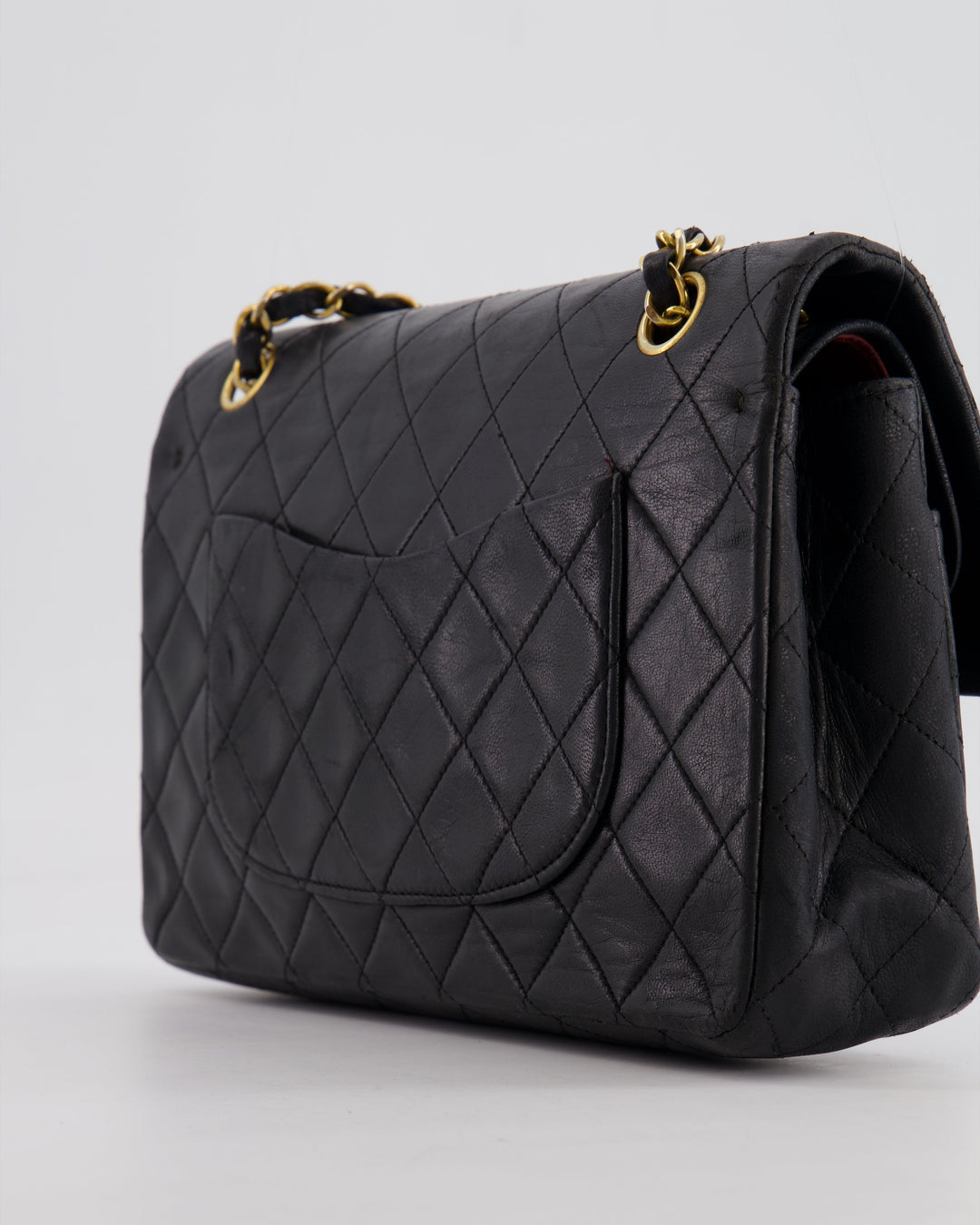Top Quality Chanel Vintage Black Medium  Classic Double Flap Bag in Lambskin Leather with 24K Gold Hardware