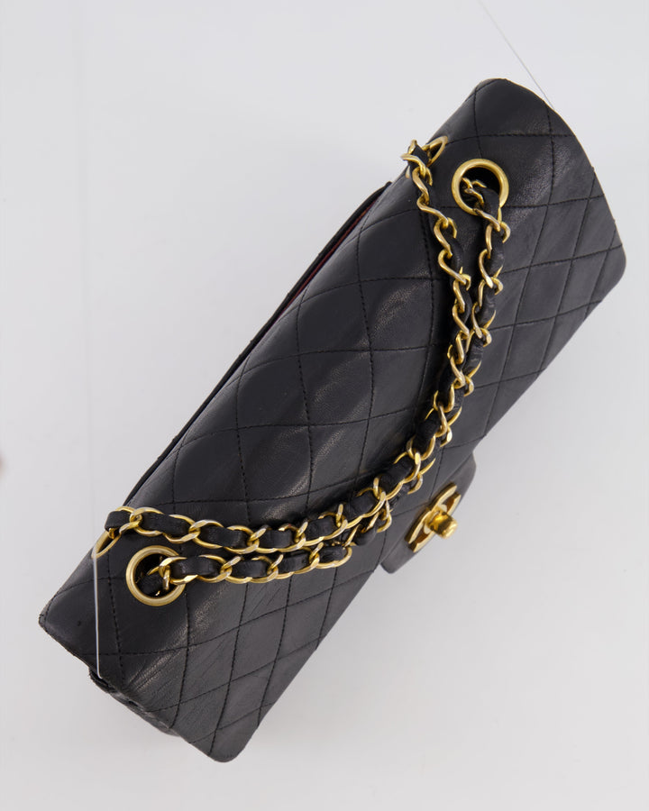 Top Quality Chanel Vintage Black Medium  Classic Double Flap Bag in Lambskin Leather with 24K Gold Hardware