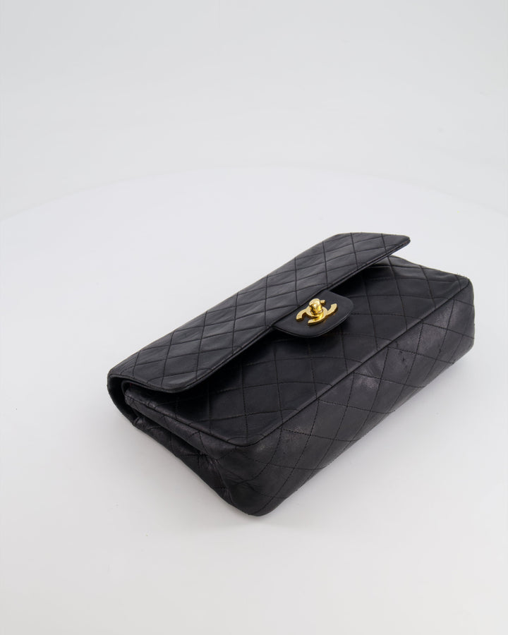 Top Quality Chanel Vintage Black Medium  Classic Double Flap Bag in Lambskin Leather with 24K Gold Hardware