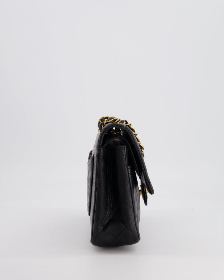 Top Quality Chanel Vintage Black Medium  Classic Double Flap Bag in Lambskin Leather with 24K Gold Hardware