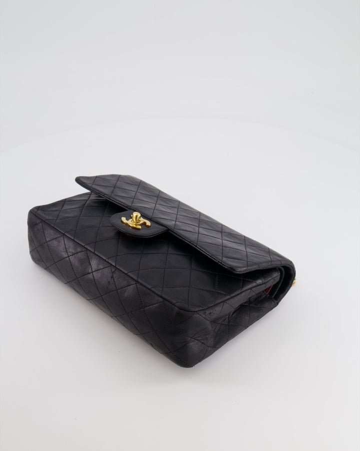 Top Quality Chanel Vintage Black Medium  Classic Double Flap Bag in Lambskin Leather with 24K Gold Hardware