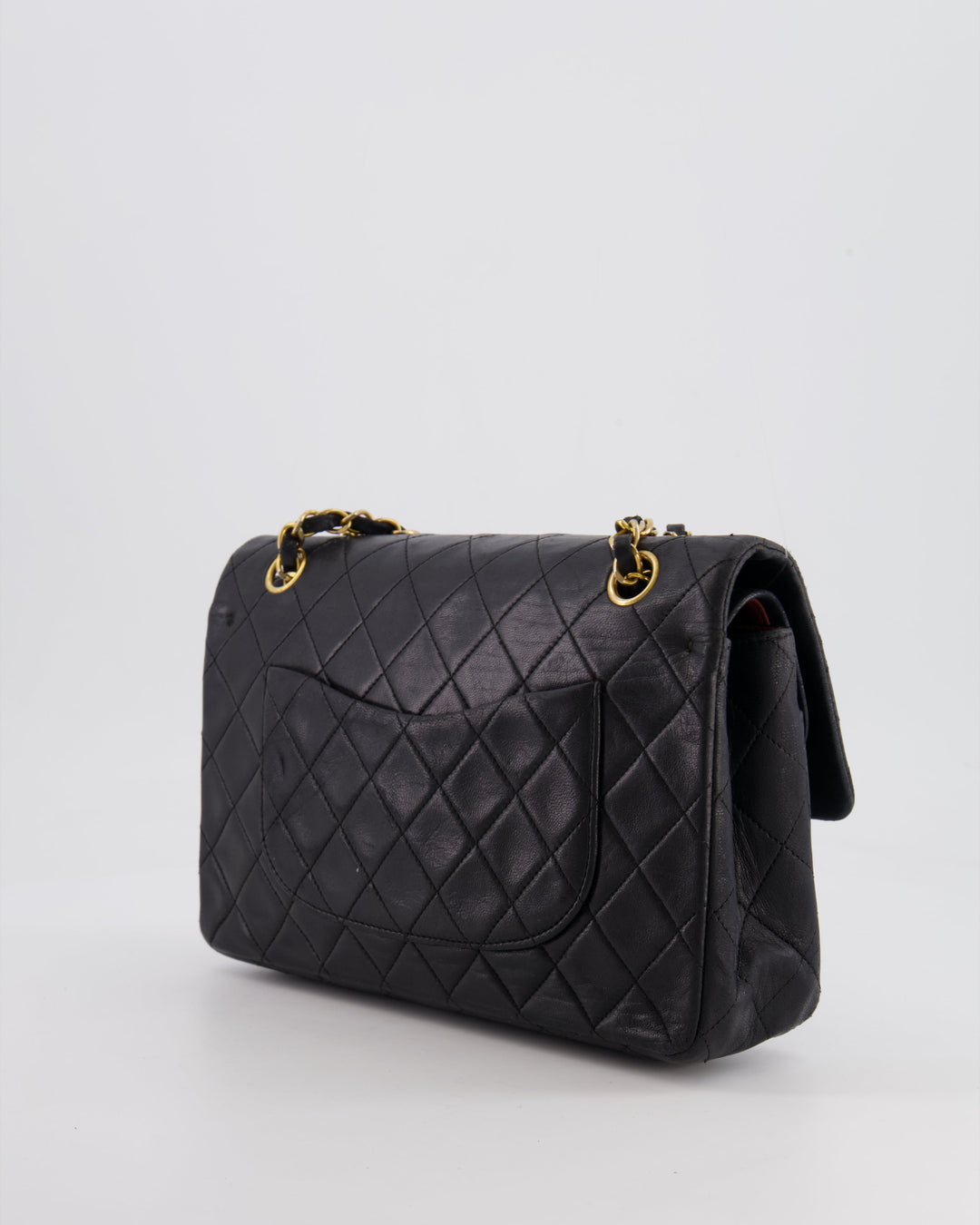 Top Quality Chanel Vintage Black Medium  Classic Double Flap Bag in Lambskin Leather with 24K Gold Hardware