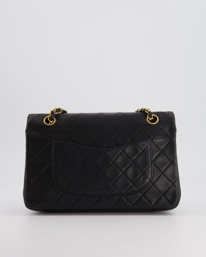 Top Quality Chanel Vintage Black Medium  Classic Double Flap Bag in Lambskin Leather with 24K Gold Hardware