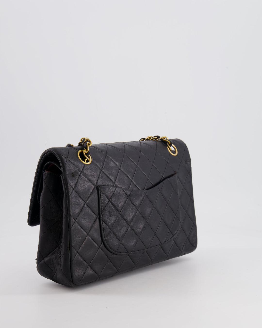 Top Quality Chanel Vintage Black Medium  Classic Double Flap Bag in Lambskin Leather with 24K Gold Hardware