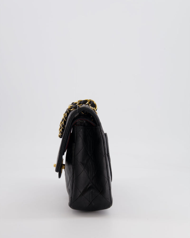 Top Quality Chanel Vintage Black Medium  Classic Double Flap Bag in Lambskin Leather with 24K Gold Hardware